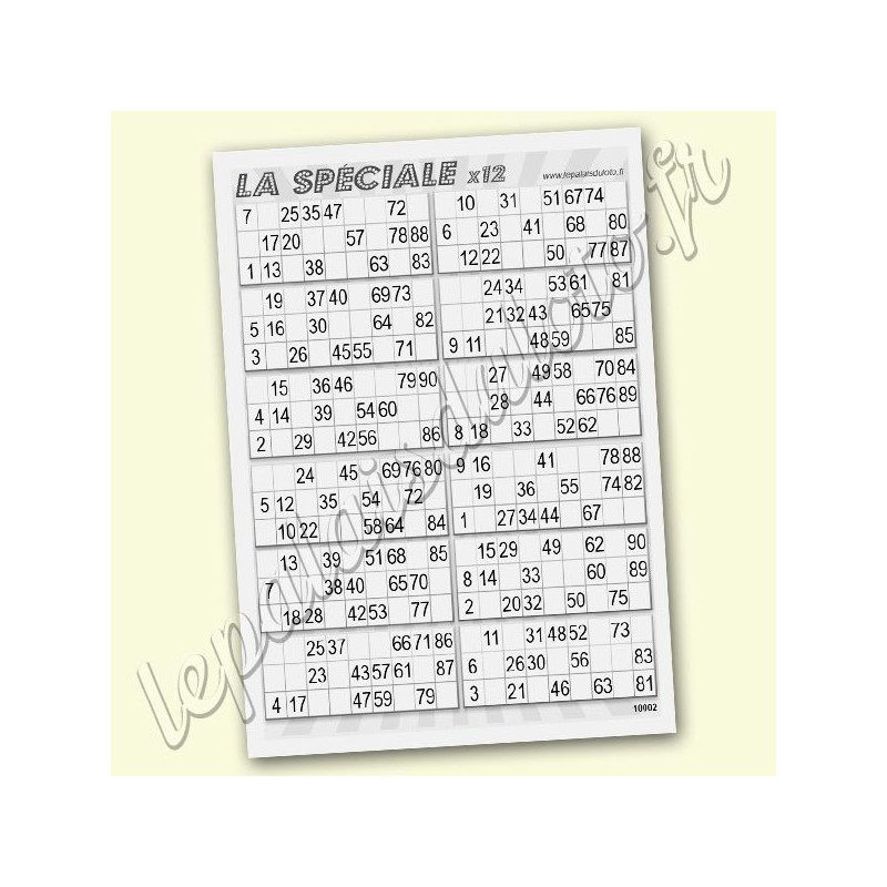 La spéciale x 12 avec les 2 fois les 90 numéros, sur fond bleu - Palais du Loto.