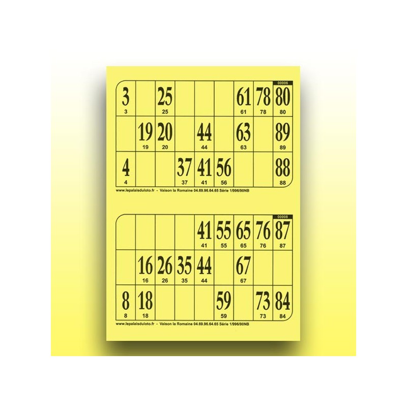 500 plaques de 2 cartons de loto rigides 1 mm - 900 g au Palais du Loto