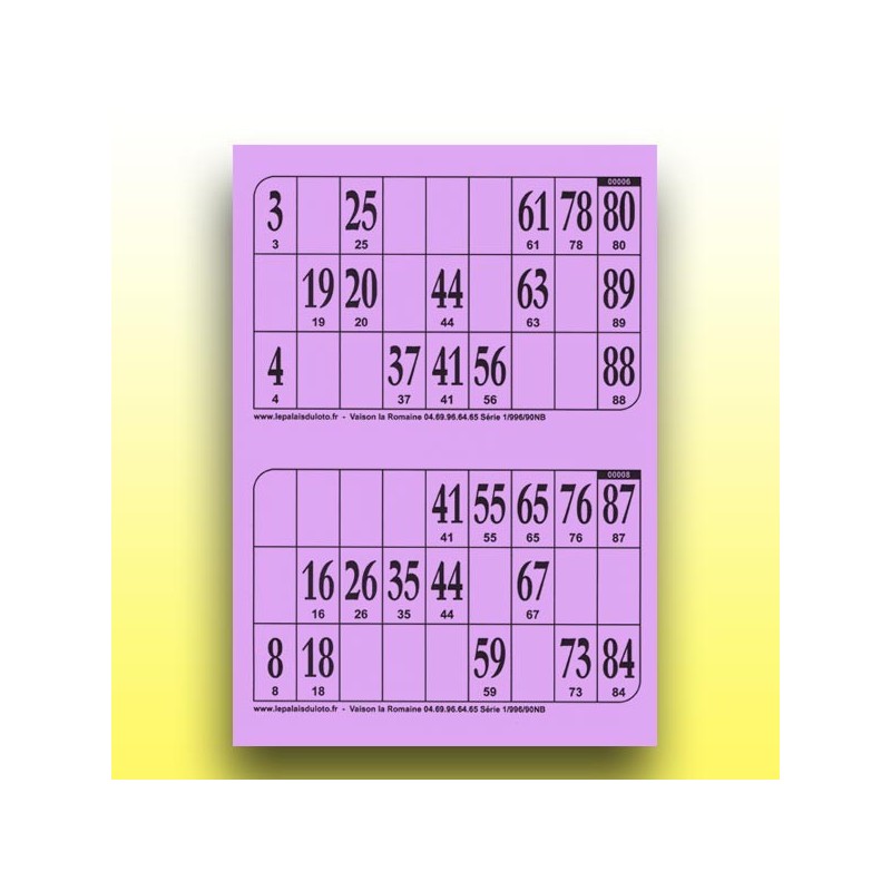 500 plaques de 2 cartons de loto rigides 1 mm - 900 g au Palais du Loto