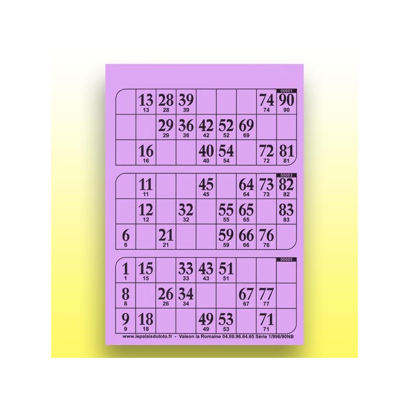 333 plaques de 3 cartons de loto rigides 1 mm - 900 g au Palais du Loto
