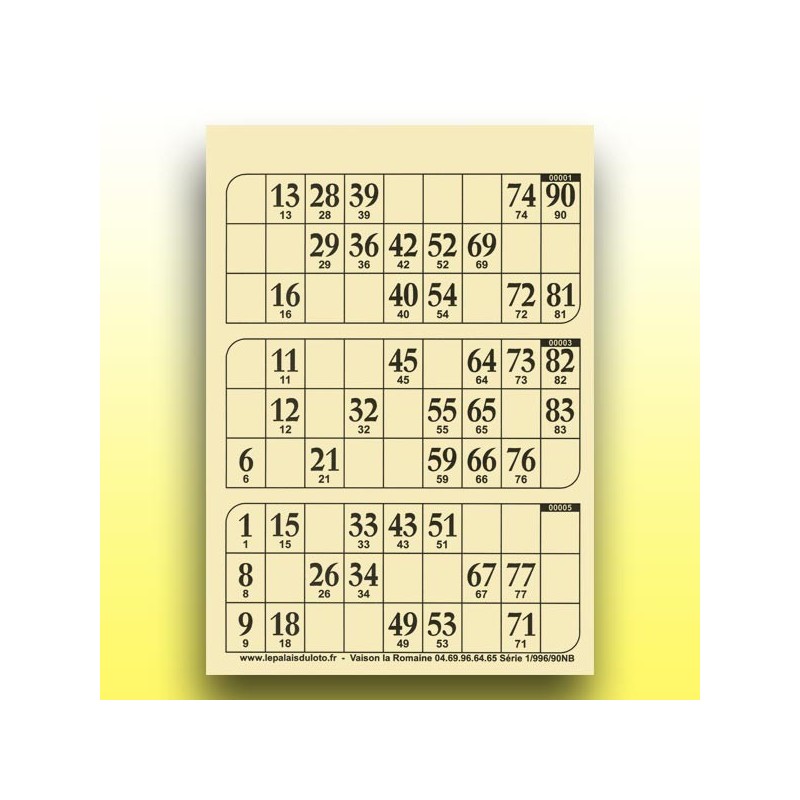 333 plaques de 3 cartons de loto très épaisses 2 mm - 1300 g au Palais du Loto