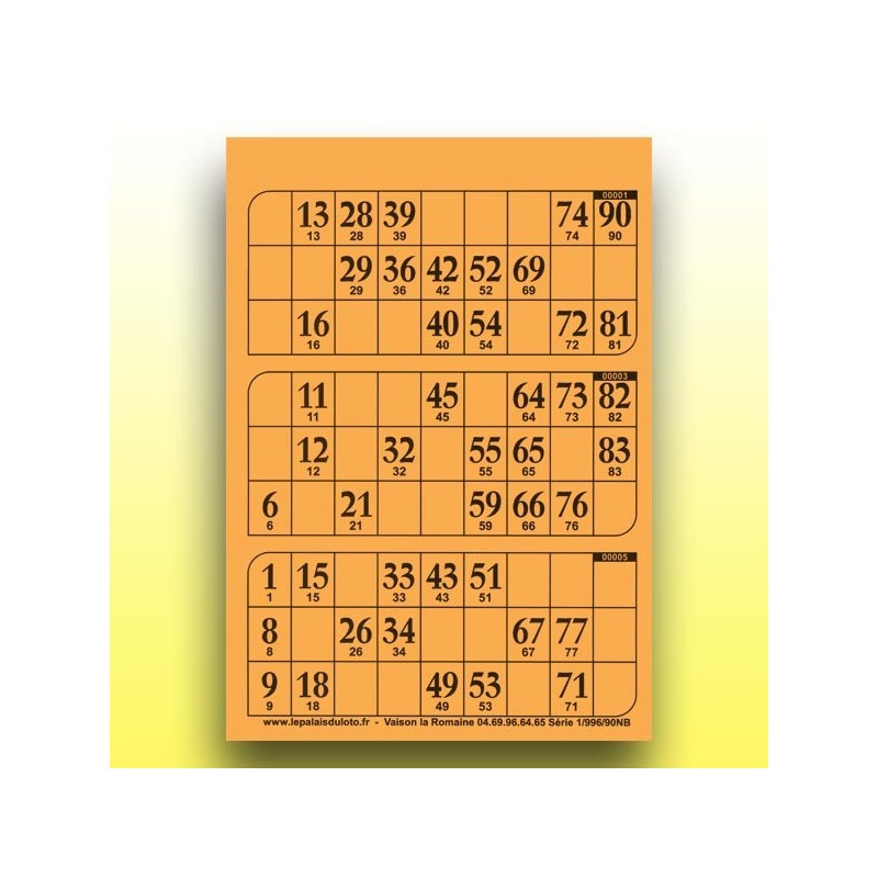 333 plaques de 3 cartons de loto très épaisses 2 mm - 1300 g au Palais du Loto