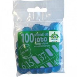 Lot de 50 sachets de 100 pions de loto en plastique transparents