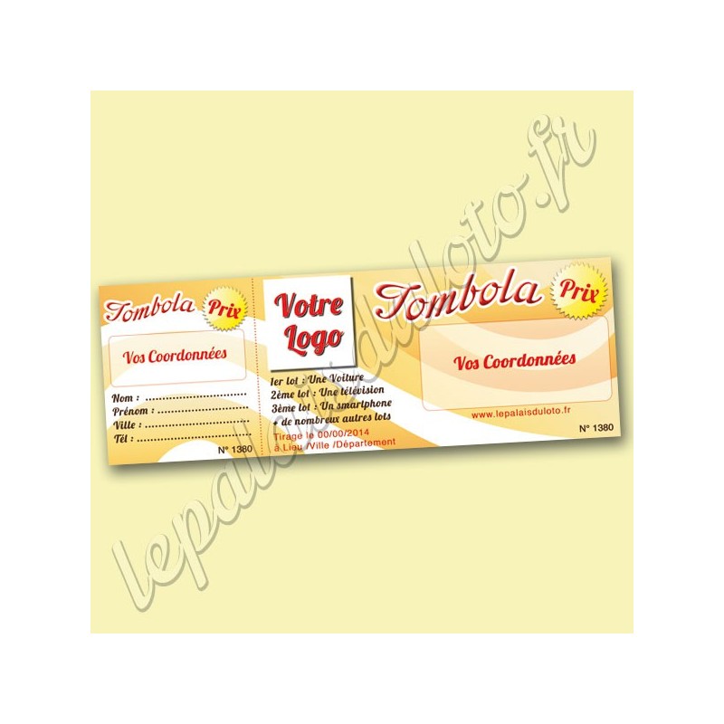 12 carnets de tombola de 15 tickets avec personnalisation (en vert).