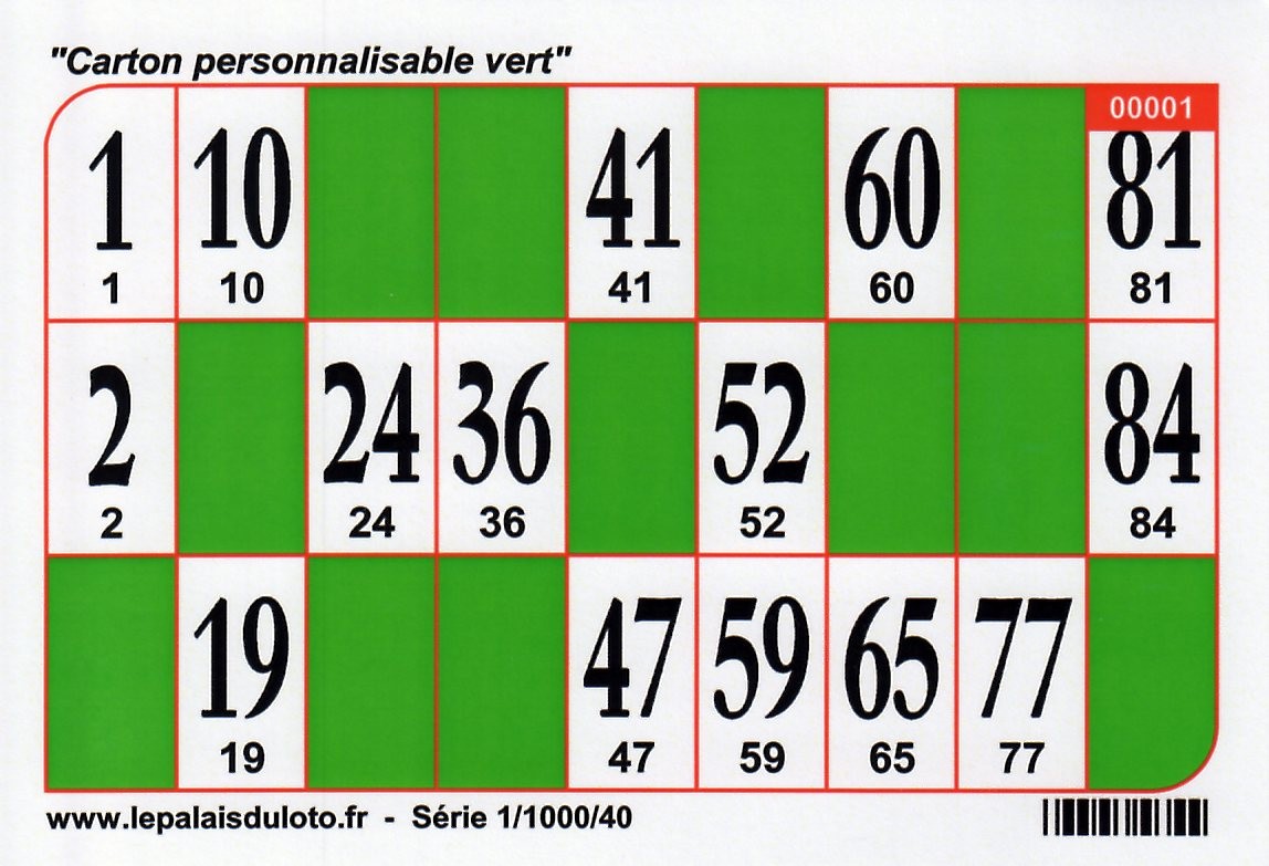 Plaque De Loto à Imprimer Gratuit Pdf Cartons de loto souples 200 g à commander par 1000 pour votre loto au  Palais du Loto.