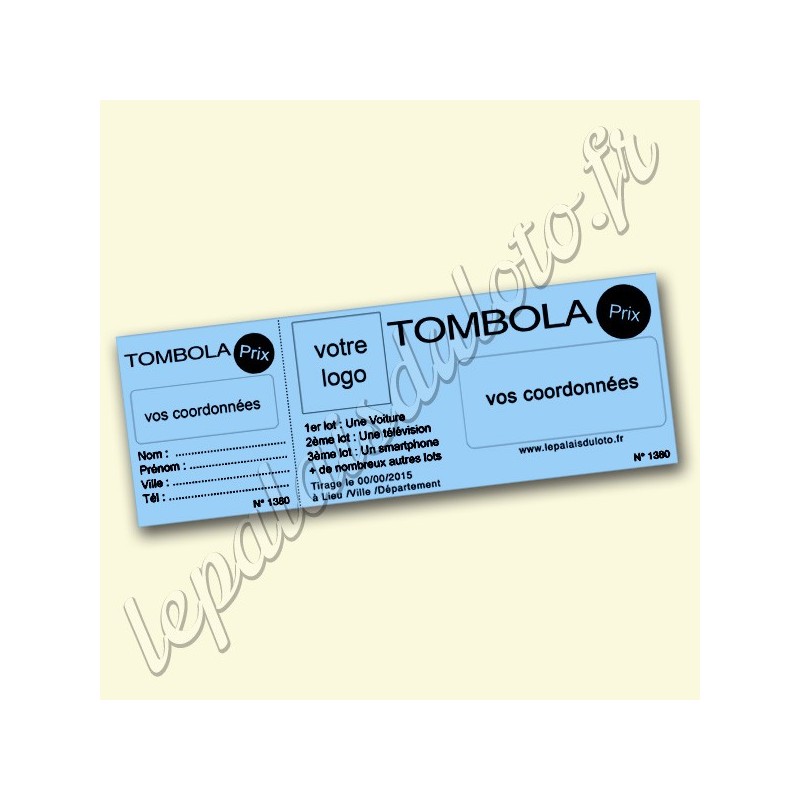 1000 tickets de tombola personnalisés en carnet de 10 tickets de