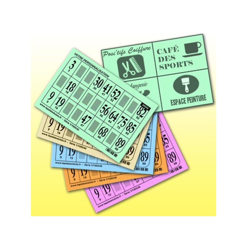 1000 cartons de loto bristol 250 gr publicitaires couleur bleue