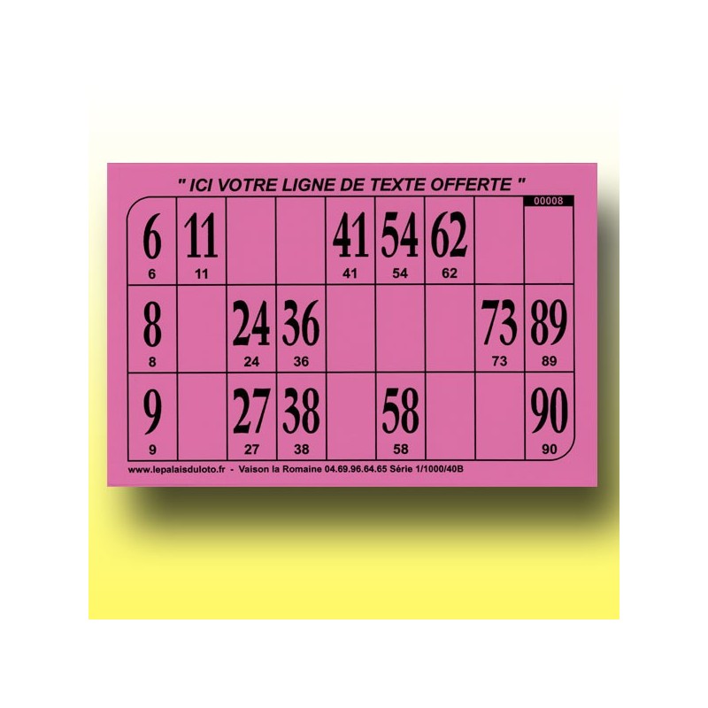 1000 Cartons de loto Bristol 250 g avec personnalisation offerte !