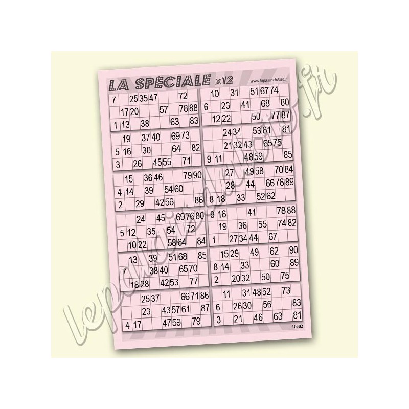 La spéciale x 12 avec les 2 fois les 90 numéros, sur fond bleu - Palais du Loto.