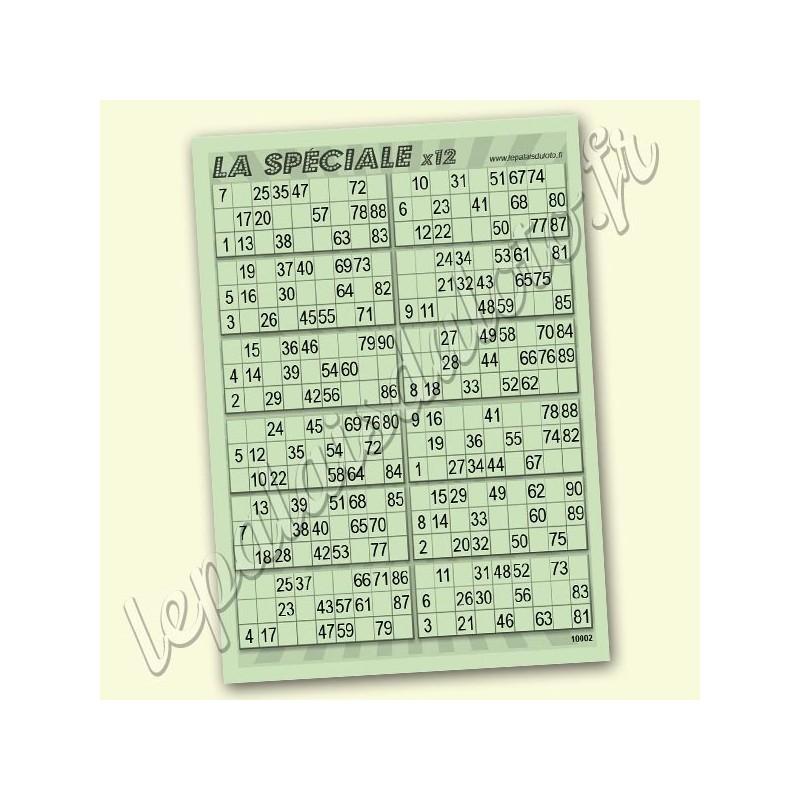 La spéciale x 12 avec les 2 fois les 90 numéros, sur fond bleu - Palais du Loto.