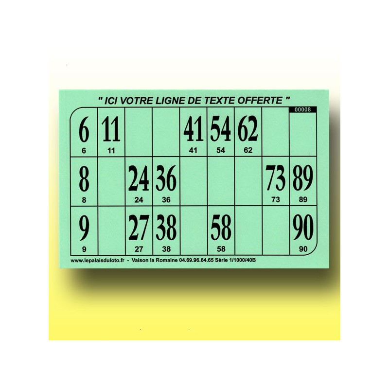 1000 cartons de loto rigides 1 mm - 900 g au Palais du Loto