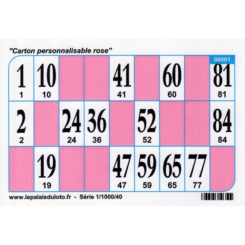 500 cartons de loto bleus souples 200 g personnalisables au Palais du Loto