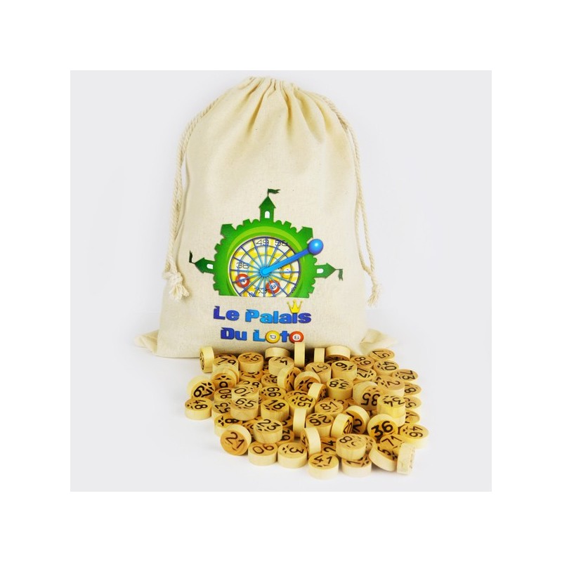 Sac de tirage pour jetons de loto en buis ou en plastique